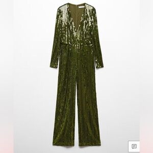 Mango Sequin embellished Green Jumpsuit